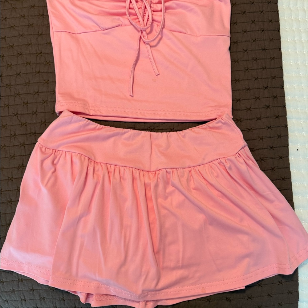 Pink Two-Piece Skirt Set